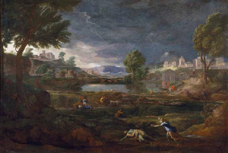 Nicolas Poussin Landschaft mit Pyramos und Thisbe oil painting picture